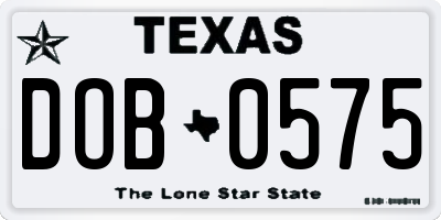 TX license plate DOB0575
