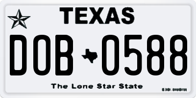TX license plate DOB0588