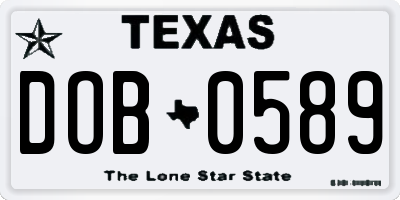 TX license plate DOB0589