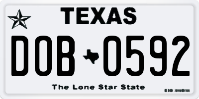TX license plate DOB0592