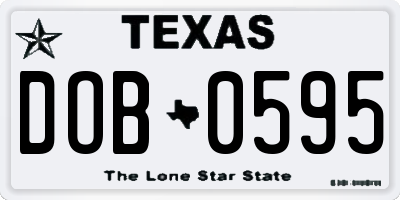 TX license plate DOB0595