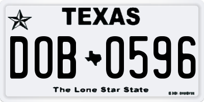 TX license plate DOB0596