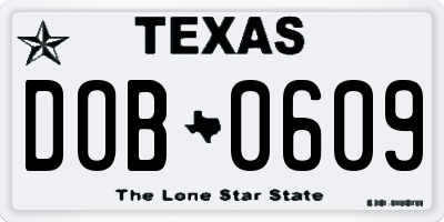 TX license plate DOB0609