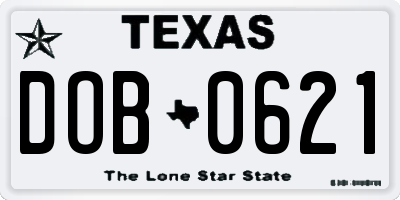 TX license plate DOB0621