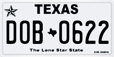 TX license plate DOB0622