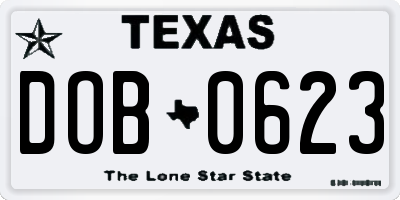 TX license plate DOB0623