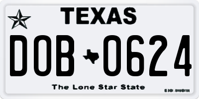 TX license plate DOB0624