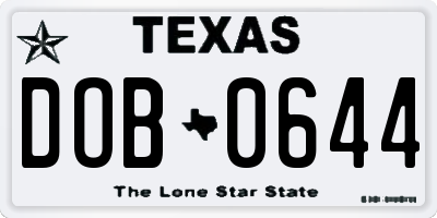 TX license plate DOB0644