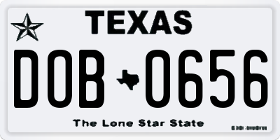 TX license plate DOB0656
