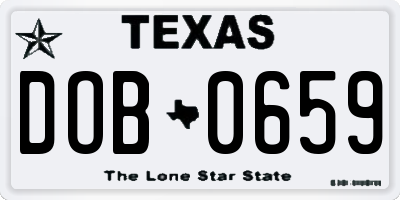 TX license plate DOB0659