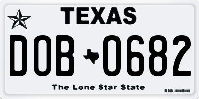 TX license plate DOB0682