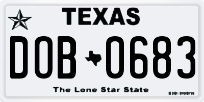 TX license plate DOB0683