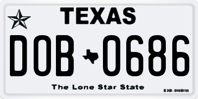TX license plate DOB0686