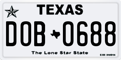 TX license plate DOB0688