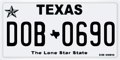 TX license plate DOB0690