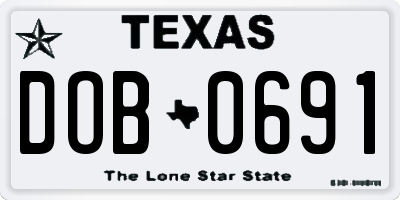 TX license plate DOB0691