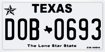 TX license plate DOB0693