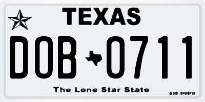 TX license plate DOB0711