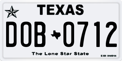 TX license plate DOB0712