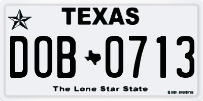 TX license plate DOB0713