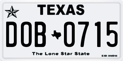 TX license plate DOB0715