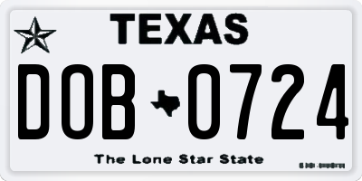 TX license plate DOB0724