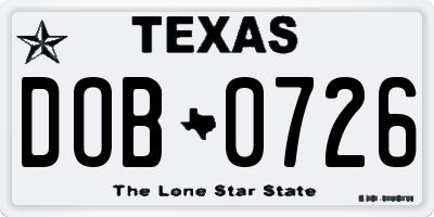 TX license plate DOB0726