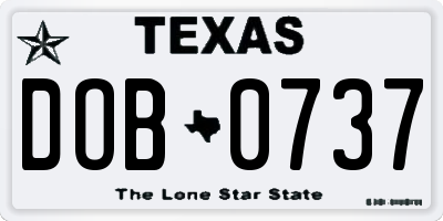 TX license plate DOB0737