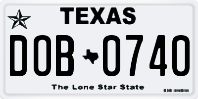 TX license plate DOB0740