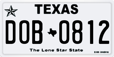 TX license plate DOB0812