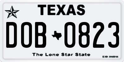 TX license plate DOB0823