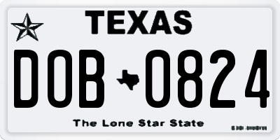 TX license plate DOB0824
