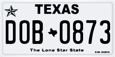 TX license plate DOB0873