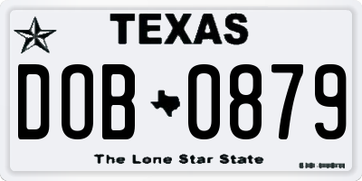 TX license plate DOB0879