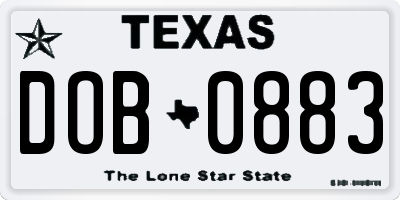 TX license plate DOB0883