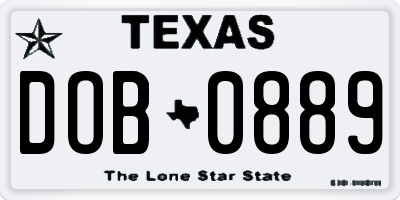 TX license plate DOB0889