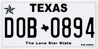 TX license plate DOB0894