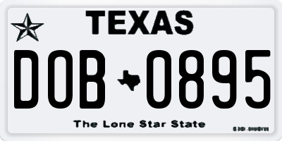 TX license plate DOB0895