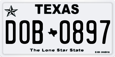 TX license plate DOB0897