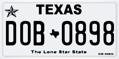 TX license plate DOB0898