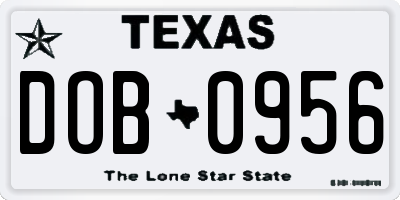TX license plate DOB0956