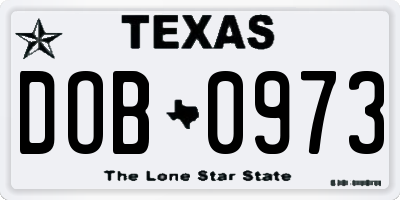 TX license plate DOB0973