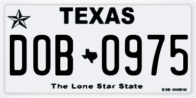 TX license plate DOB0975
