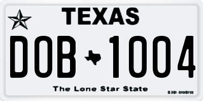 TX license plate DOB1004