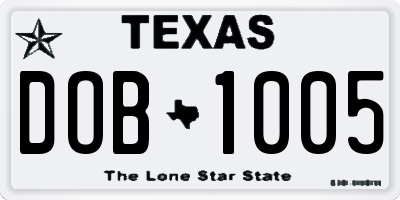 TX license plate DOB1005