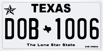 TX license plate DOB1006