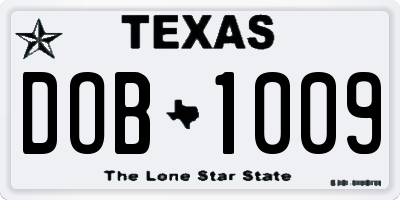 TX license plate DOB1009