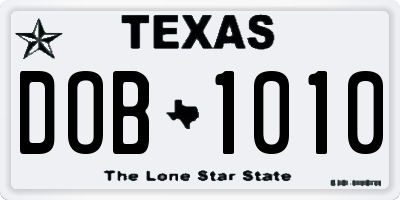TX license plate DOB1010