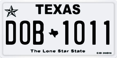 TX license plate DOB1011