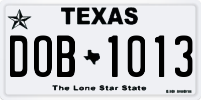 TX license plate DOB1013
